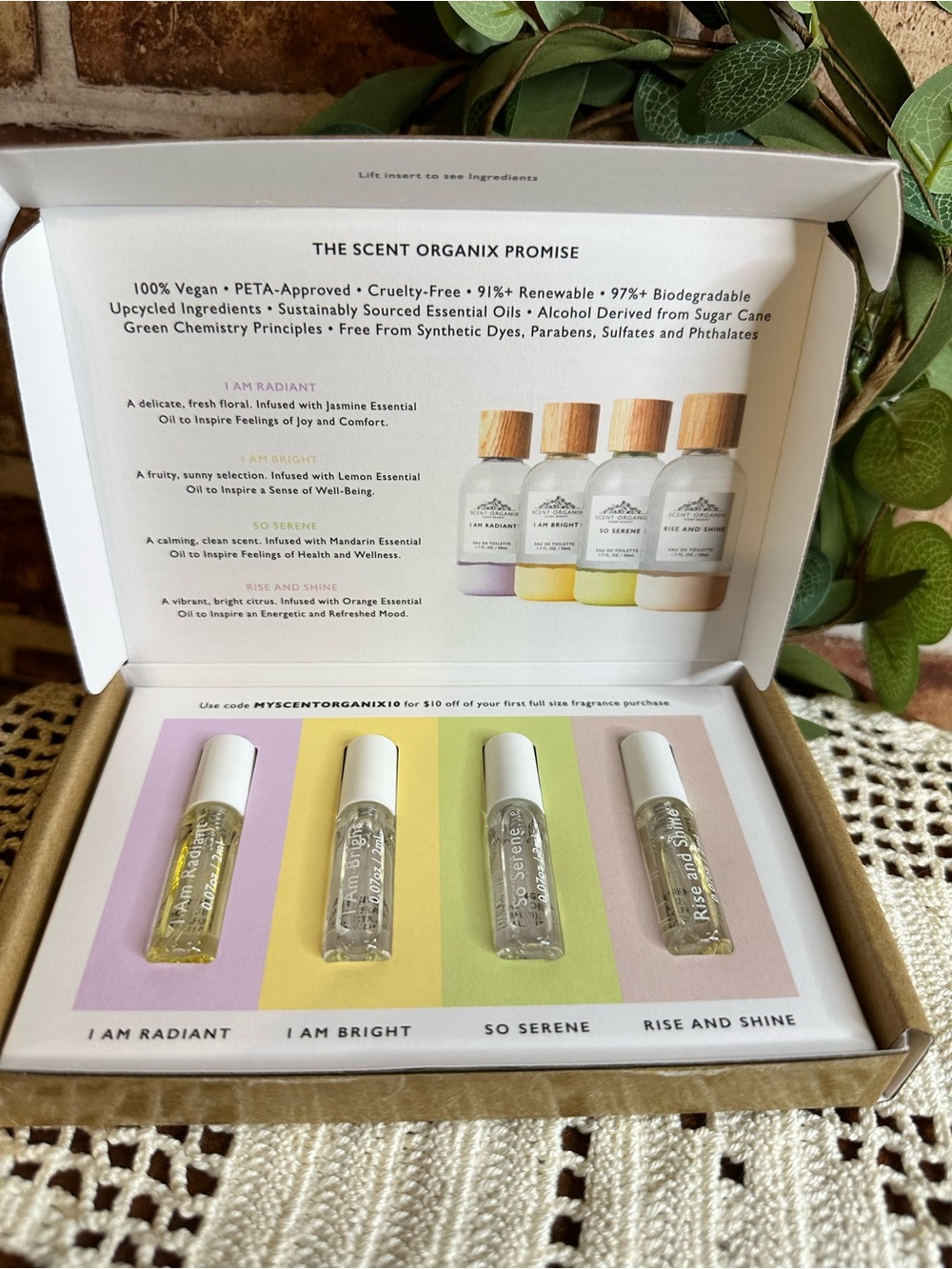 SCENT ORGANIX Fragrance Discovery Set - 4 Mini Spray Perfumes Travel Size